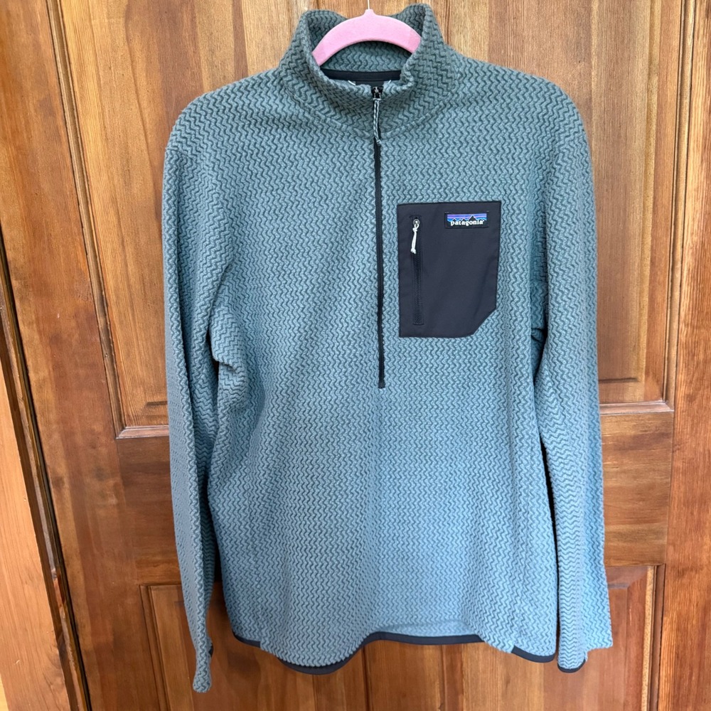 Patagonia Mens R1 Air Zip-Neck Technical Fleece Pullover Sage Green Large L